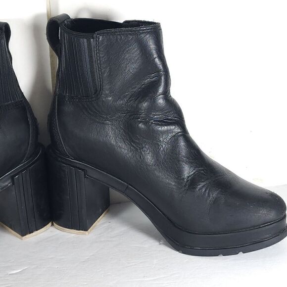Sorel Women's Margot US 8 Black Leather Waterproof Pull On Ankle Chelsea Boots - Picture 9 of 15